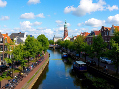 Amsterdam with bicycles and canals